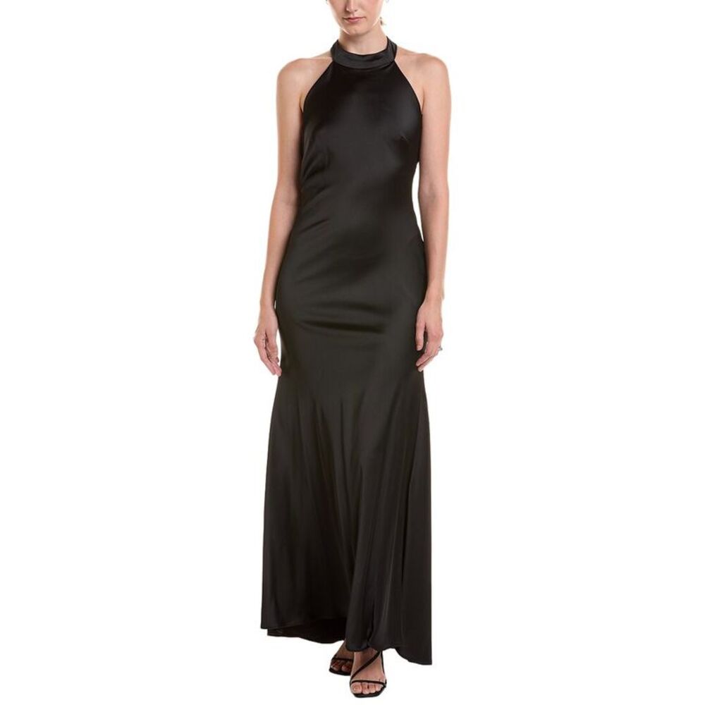 Maison Tara Womens Solid Maxi Dress, Black